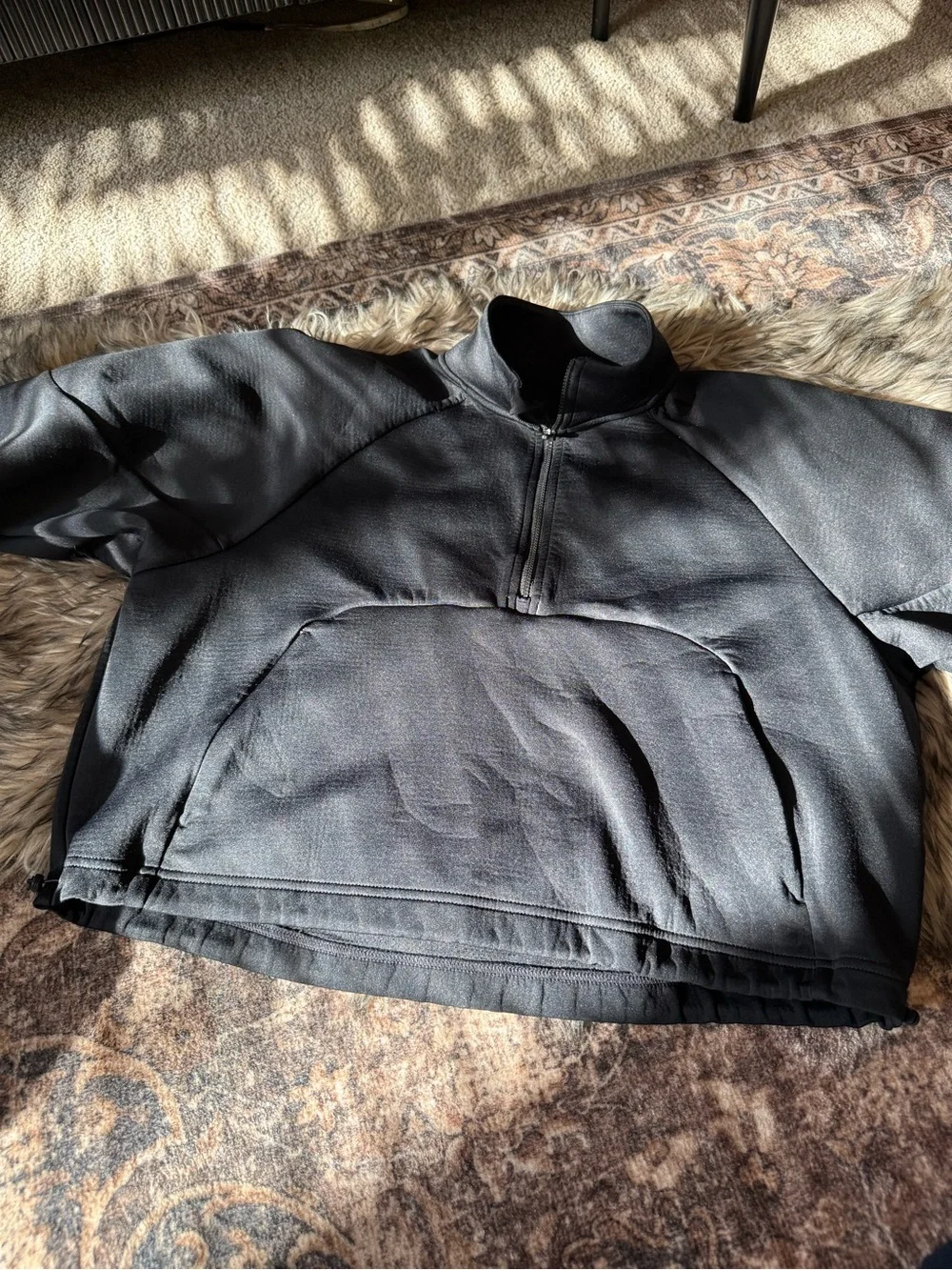 Nike Quarter-Zip Black Pullover Sweatshirt with Cinch Waist